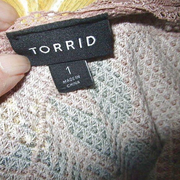 Torrid Waffle Knit Henley Top Size 1X Lace Thermal V-Neck Tunic Cottagecore Boho - Picture 5 of 11